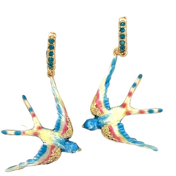 Katmojo BLUE SWALLOW EARRINGS new - Picture 1 of 2